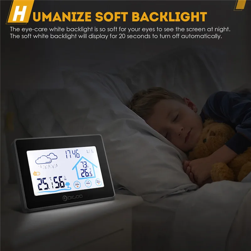 Digoo DG-TH8380 Беспроводной сенсорный экран для дома и улицы/Погодная станция с погоды
