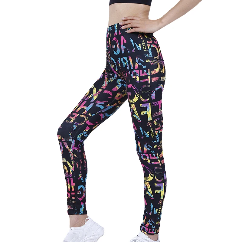 

YRRETY Womens Leggings Color Letter Print Fashion Lady Skinny Stretch Fitness Leggins High Elastic Waist Pants Gym Clothes