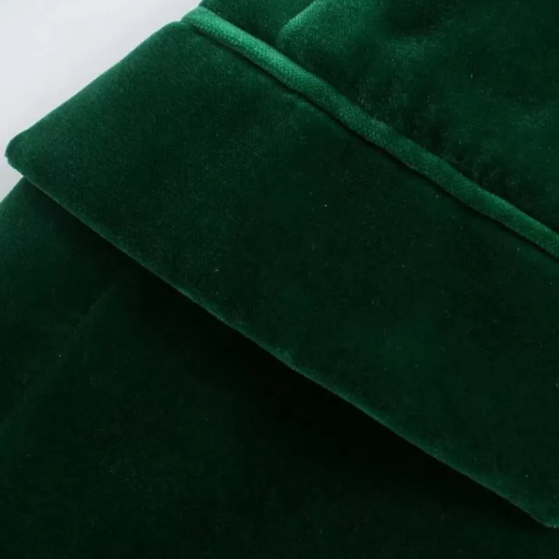 Женский бархатный блейзер темно-зеленого цвета элегантное пальто облегающий