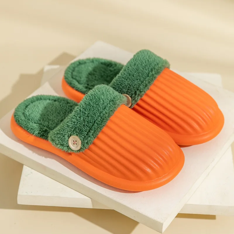 2022 New Bag Heel Waterproof Cotton Slippers Cotton Warm Indoor Non-Slip Indoor Ladies Home Couple Thick-Soled Winter Slippers