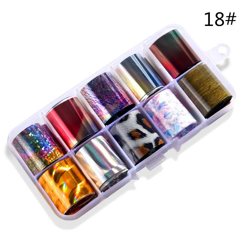 10 рулонов голографическое искусство ногтей набор фольги AB лазерная наклейка для