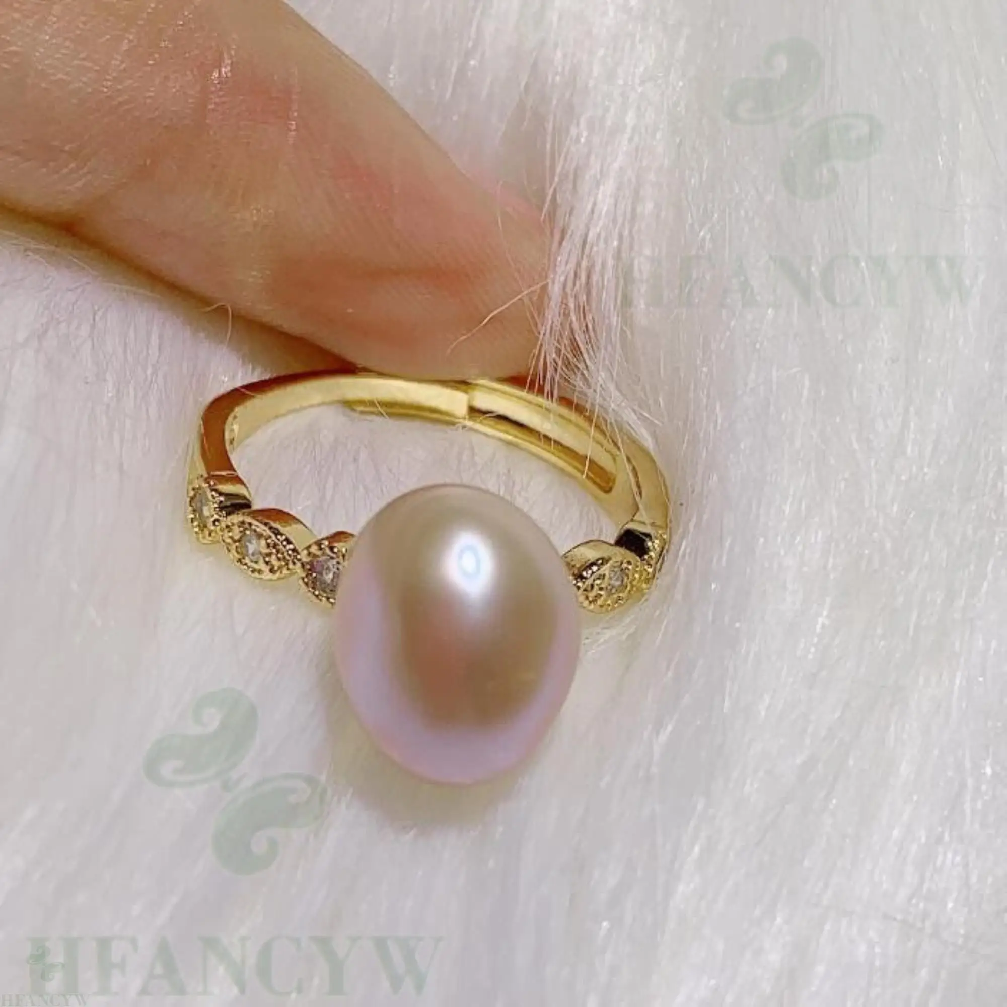 Розовое барокко жемчужное открытое регулируемое Золотое кольцо безупречные
