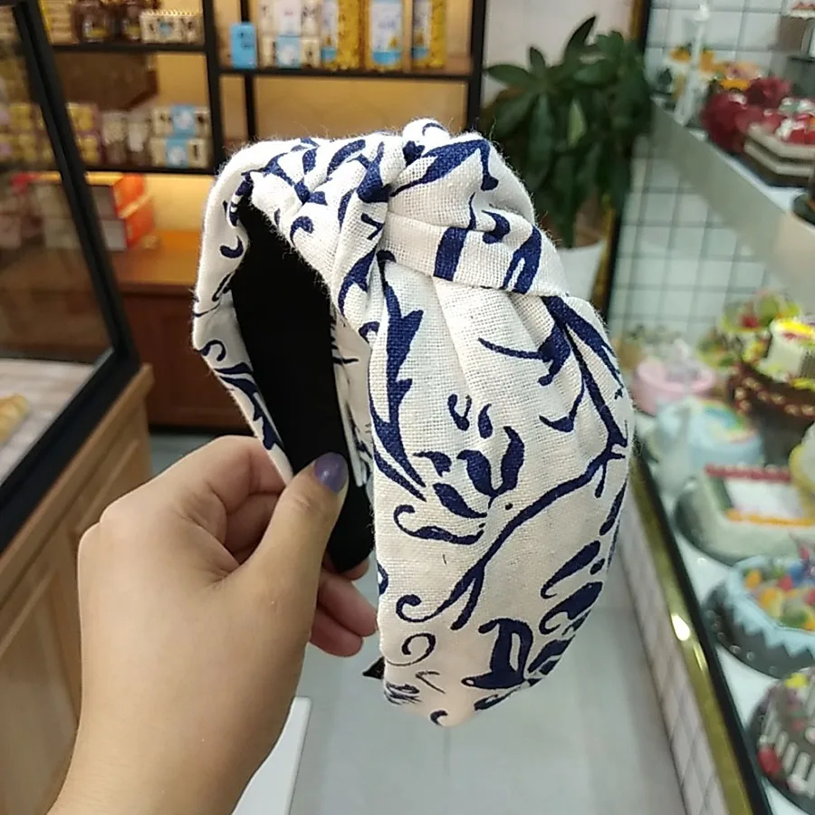 Модные аксессуары для волос Haimeikang синий и белый фарфоровый ободок головной убор