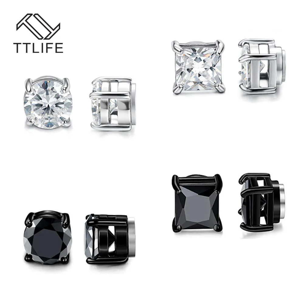 TTLIFE магнитные серьги гвоздики из титановой стали с фианитом Для Пирсинга Ушей