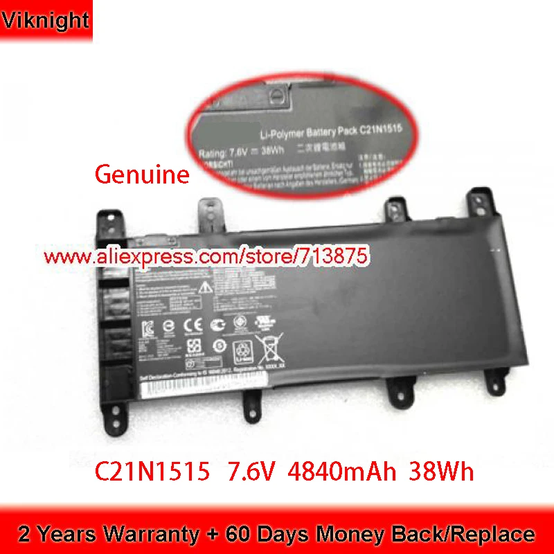 

Натуральная C21N1515 Батарея для ASUS R753 X756 X756UB X756UA X756UQ X756UX X756UW 7,6 V 38Wh