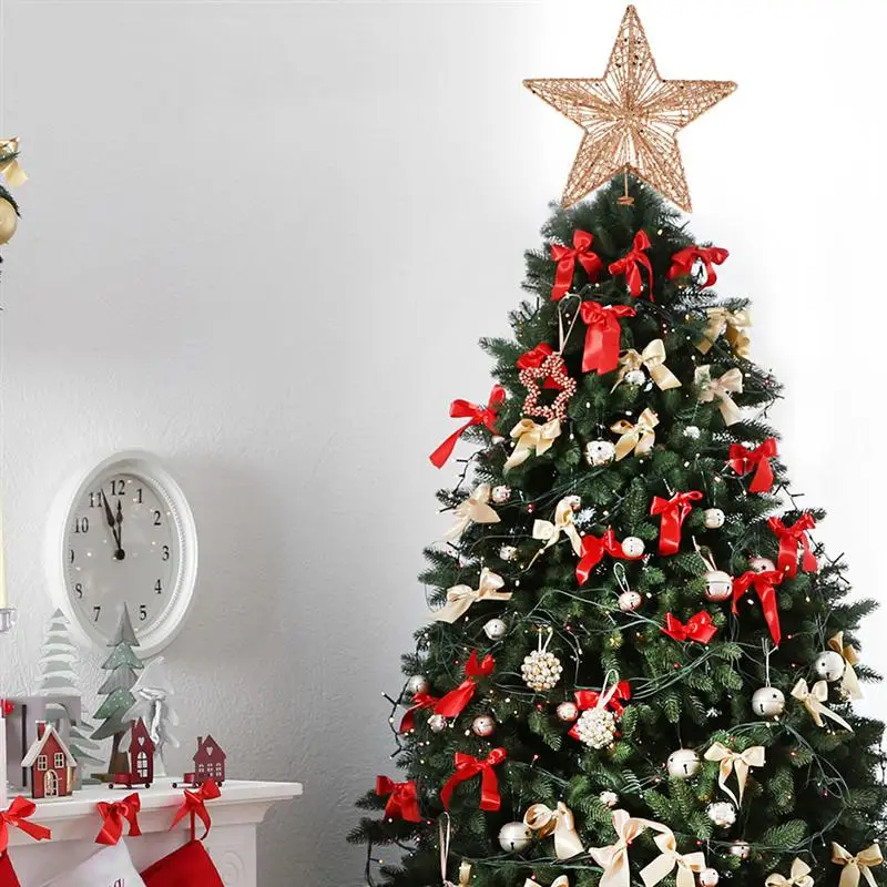 

2Pcs Star Decors Unique Durable Fine Festival Photo Props Five-Pointed Star Decor Chritmas Tree Star Garden Decoration Outdoor