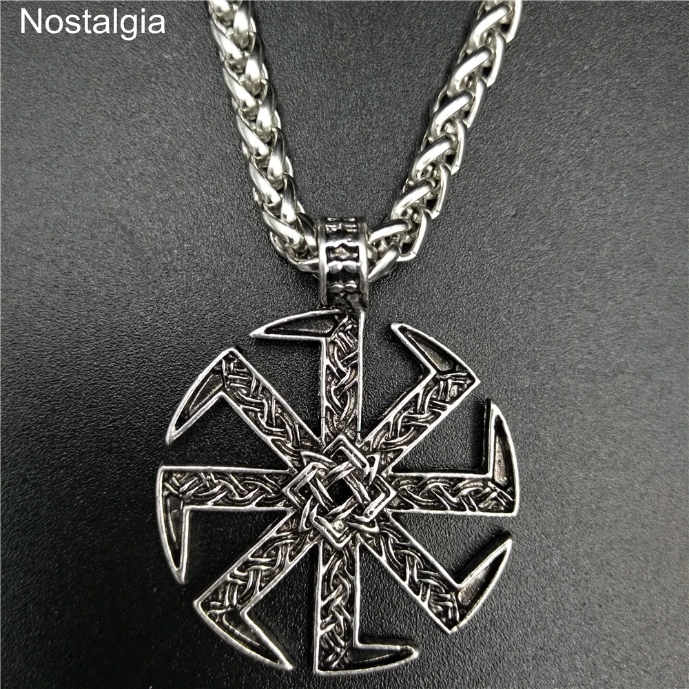 

Retro Slavic Kolovrat Pagan Cres charms Jewelry Wheel Amulets and Mascot Pendant Slavic Necklace