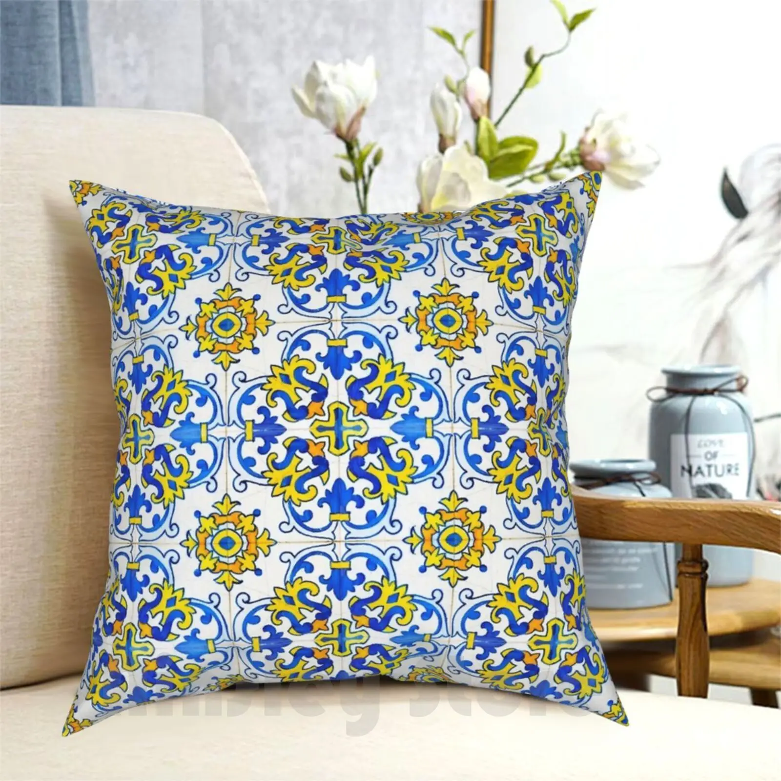 

Наволочка для подушки Azulejos, винтажная, мягкая, с принтом, подушка DIY