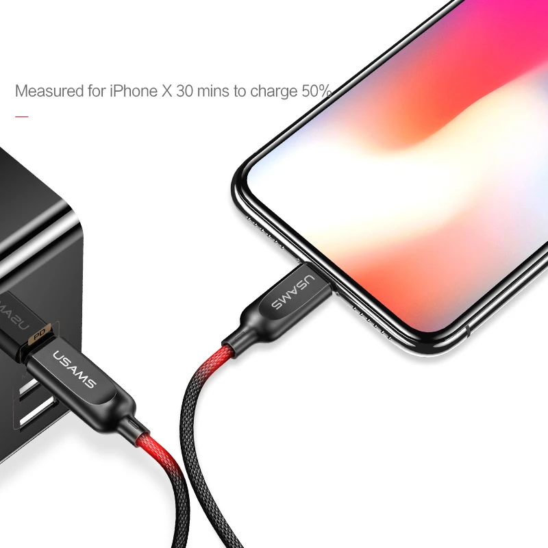 USAMS usb type C кабель для освещения iPhone X 8 7 6 type-C до 8Pin USB 2 в 1 синхронизации и зарядки iOS 9