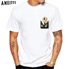 Новая летняя мужская футболка с коротким рукавом с изображением золотистого ретривера в кармане для щенка, забавная хипстерская футболка с рисунком собаки