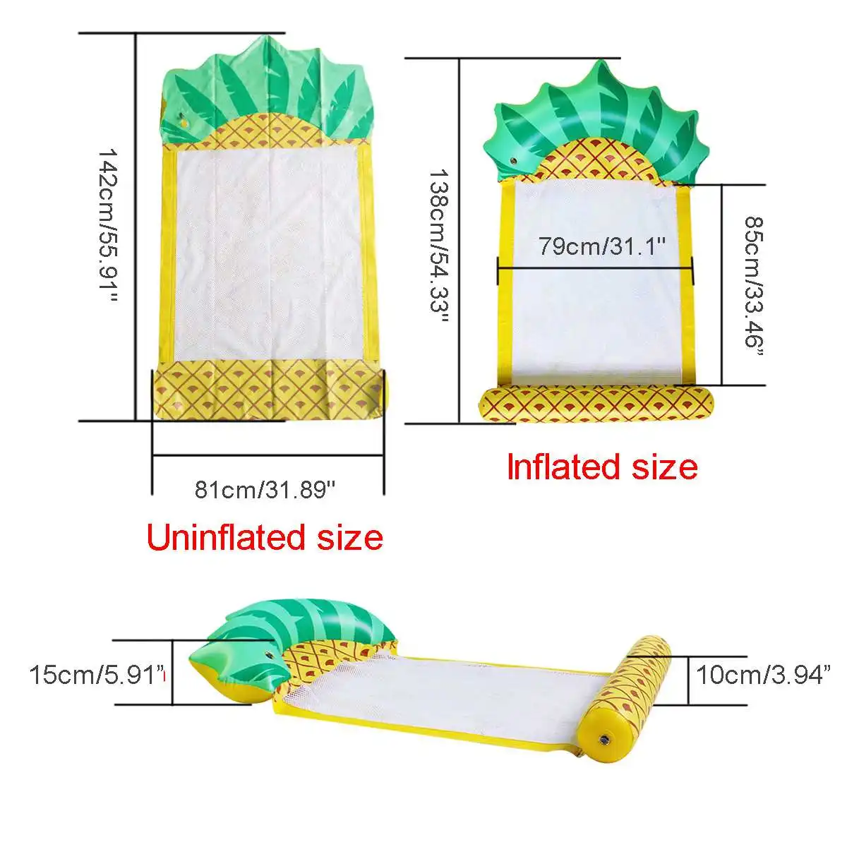 

Summer Beach Inflatable Floating Water Hammock Swim Pool Row Pineapple Float Water Blanket PVC Lounge Chair Water Sports Toys