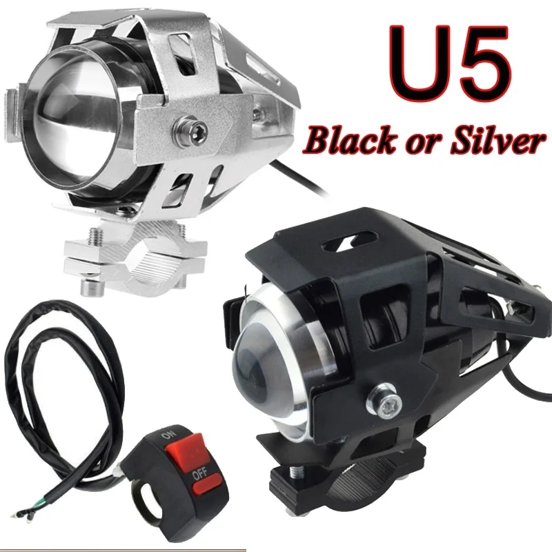 Белый/черный ближнего света мотоцикла фары вспомогательная лампа U5 led мотоцикл