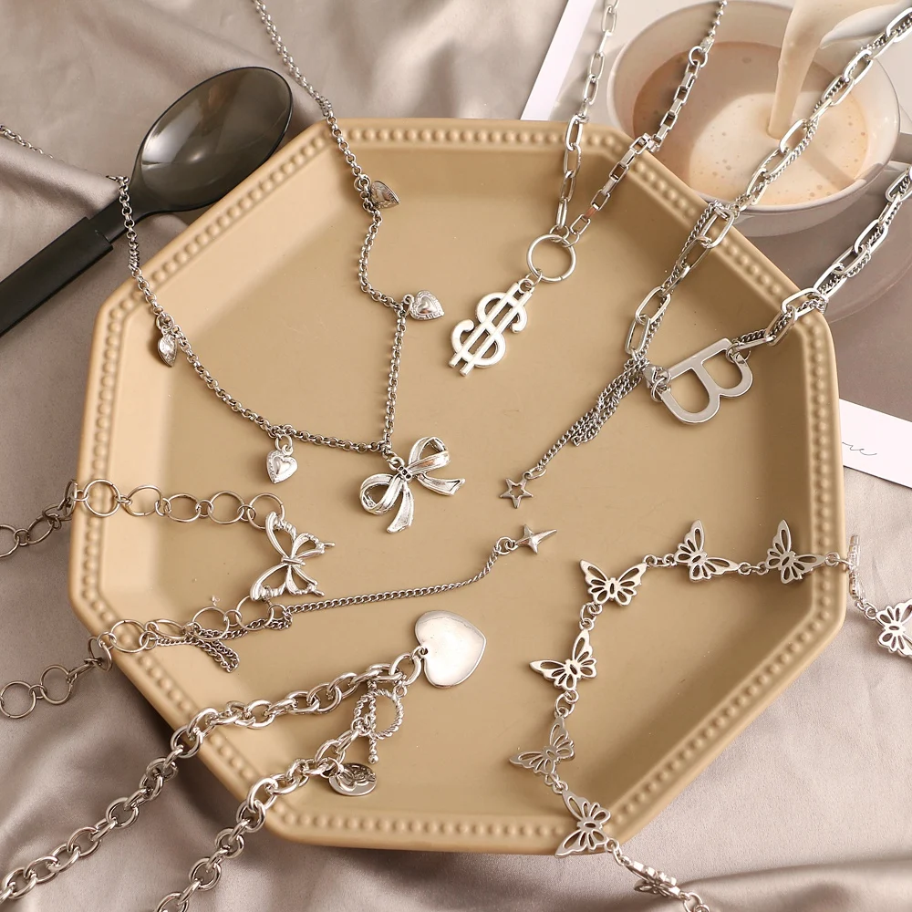 

VKME Layered Chain Necklace Neck Chains Lock Pendant Jewelry For Women Punk Choker Padlock Goth Jewelry Aesthetic Accessories