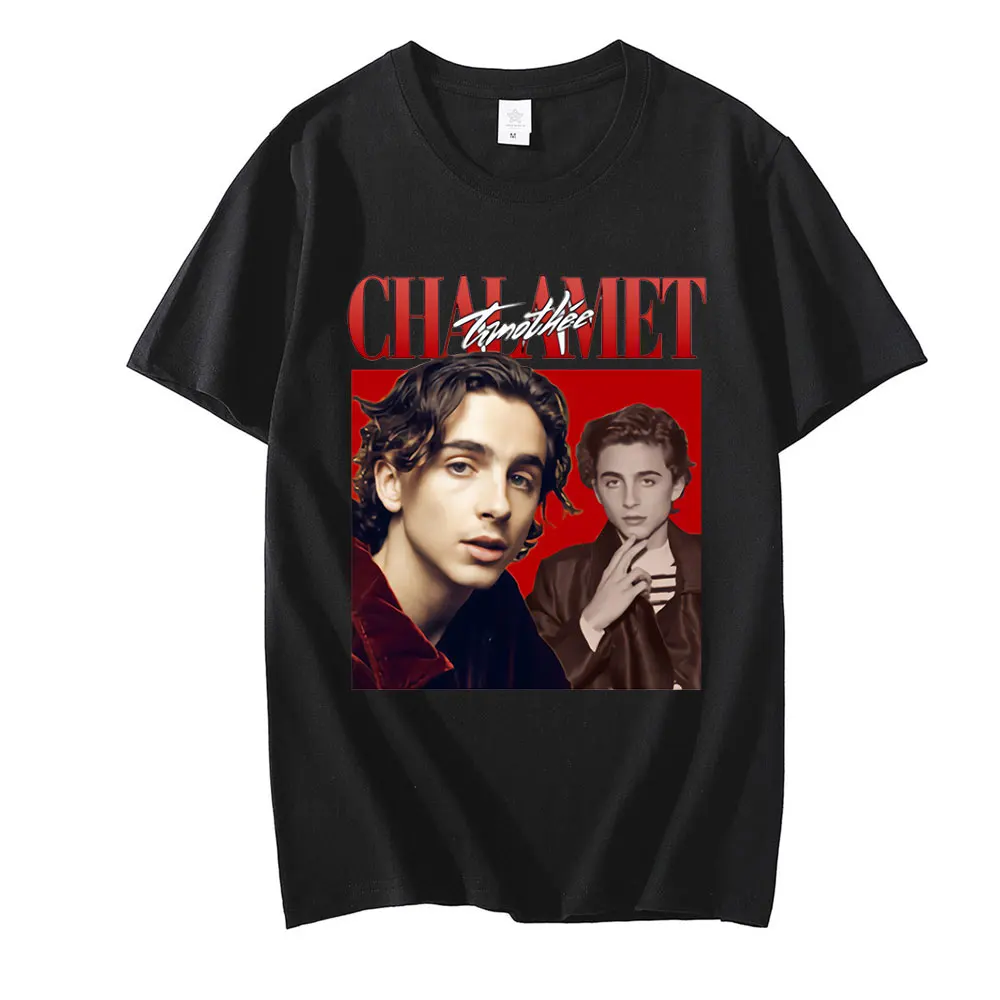

Men Summer Fashion Tee Shirt Euro Size Timothee Chalamet 90S Vintage Unisex Black Tshirt Men T Shirt Cotton T-Shirts