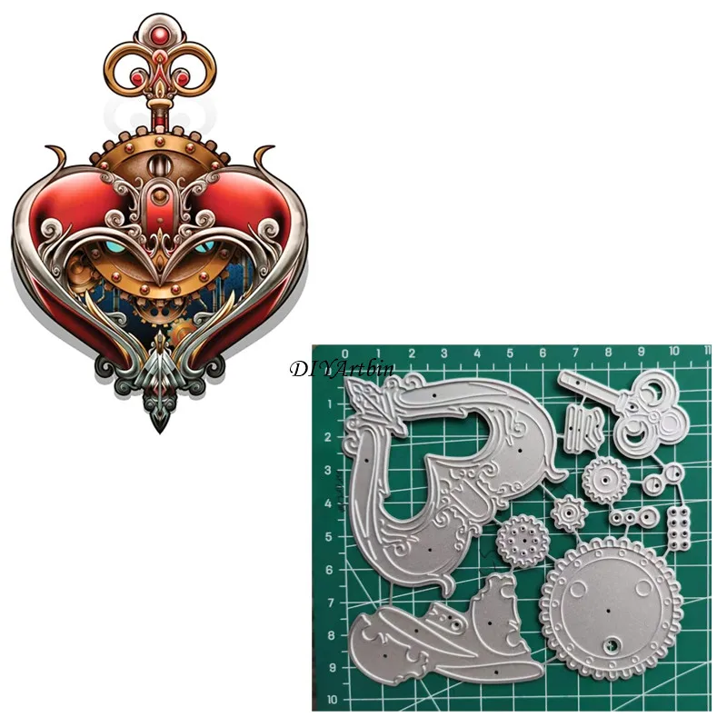 

2021 New Steampunk Heart Metal Cutting Dies layering stencils for diy scrapbooking Birthday Wishes Card Making