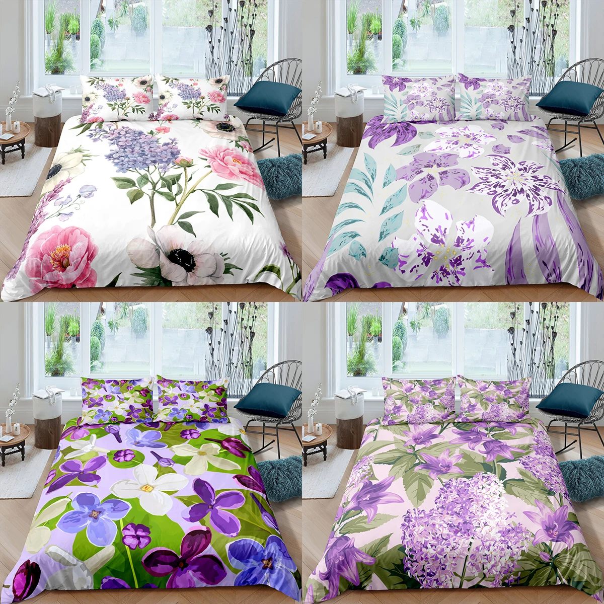 

Home Textiles Luxury 3D Lilac Purple Duvet Cover Set and Pillowcase Kids Bedding Set AU/EU/UK/US Queen and King Size Bedding