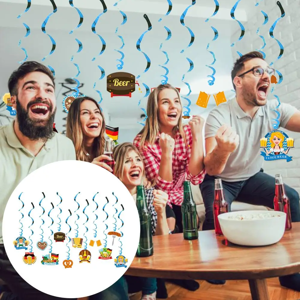 

Party Hanging Swirls Festival Beer Party Swirls Foil Ceiling Streamers Party Ceiling Decorations for Oktoberfest Theme Party