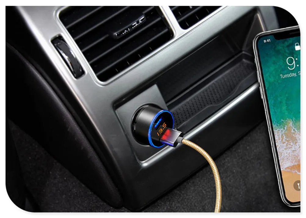Автомобильный адаптер USB QC 3 0 зарядное устройство светодиодный вольтметр Для Subaru