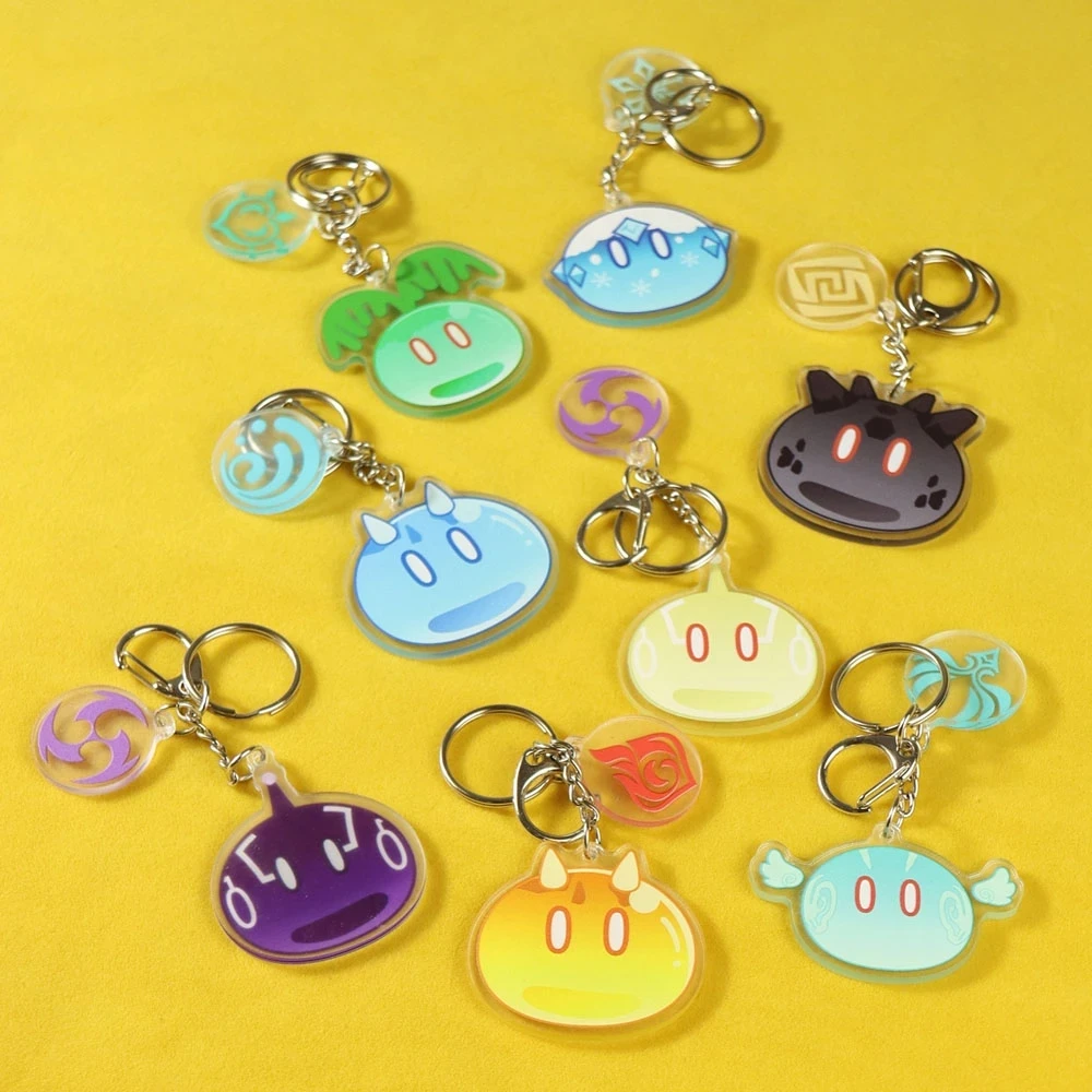 Genshin Impact Slime Keychains Eye of God 7 Element Pendant Key Ring Kawaii Cartoon Holder | Украшения и аксессуары