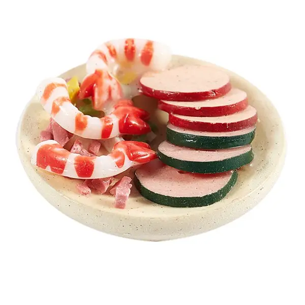 

1:12 Seafood Salad On A Plate Dolls House Miniature Food Accessory (Color: Multicolored)