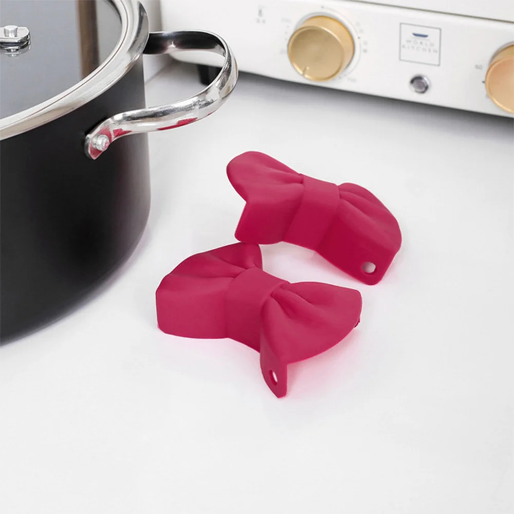

Bowknot Silicone Pot Holder Oven Mitts Finger Protector Pinch Grips Heat Resistant Non-Slip Pot For Kitchen Cooking Baking