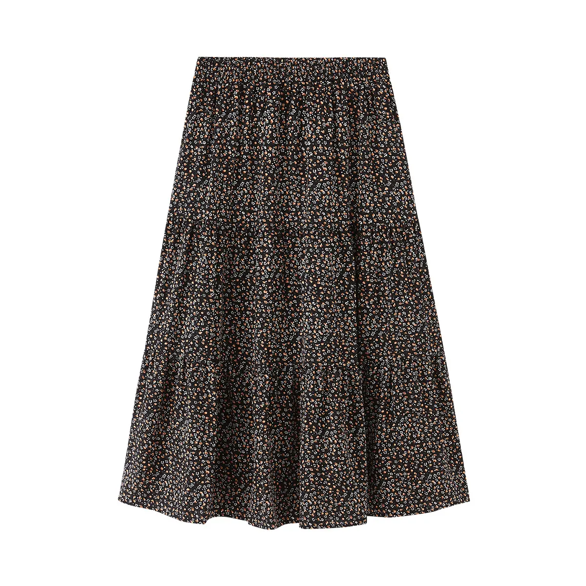 

INMAN Autumn Vintage Sweet Style Women's A-line Flounce Print On Half Length Female Floral Flower Elegant Lady Skirt