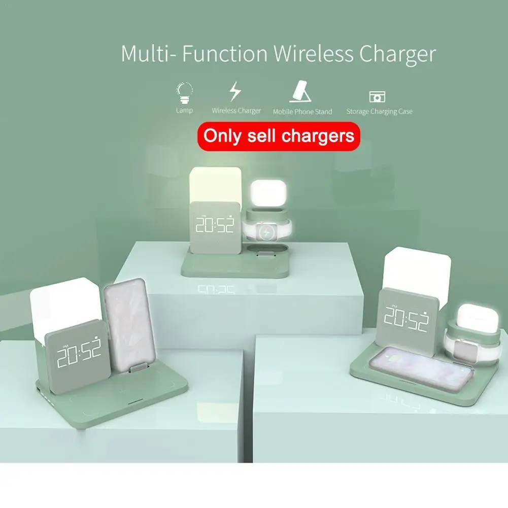 

Беспроводная Зарядная база 6 в 1 для iPhone / Samsung Galaxy / Huawei Xiaomi pixel/ LG Sony, ночная подсветка, Беспроводная зарядка Qi