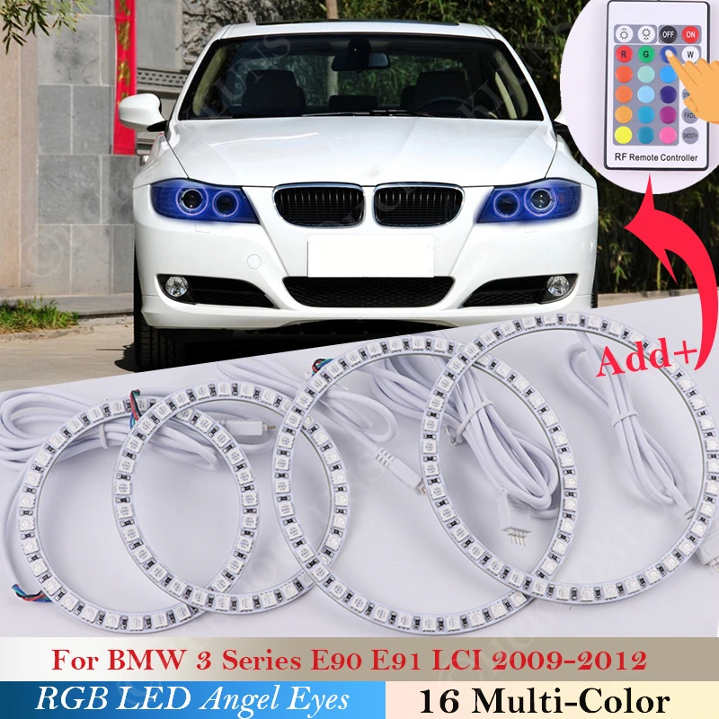 

Multi-Color RGB LED Angel Eyes For BMW 3 Series E91 E90 LCI 2009 -2012 Car Xenon headlights Halo Rings Light kits Car Styling