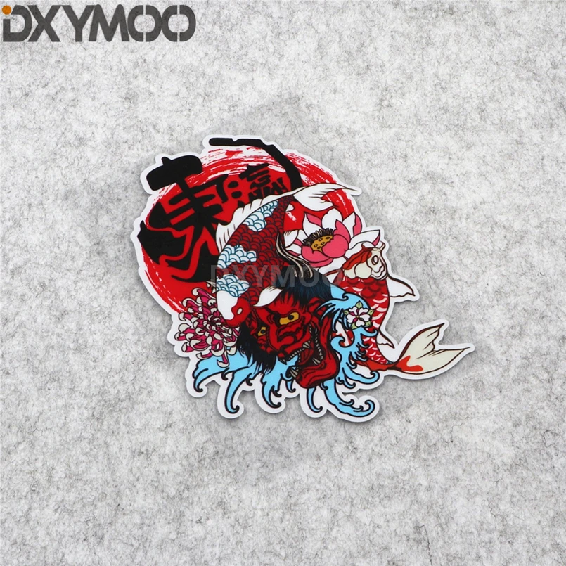 Автомобильный Стайлинг виниловая наклейка Ukiyo-e JDM Doulde Face Carp Fish Koi Lotus Fuji горный