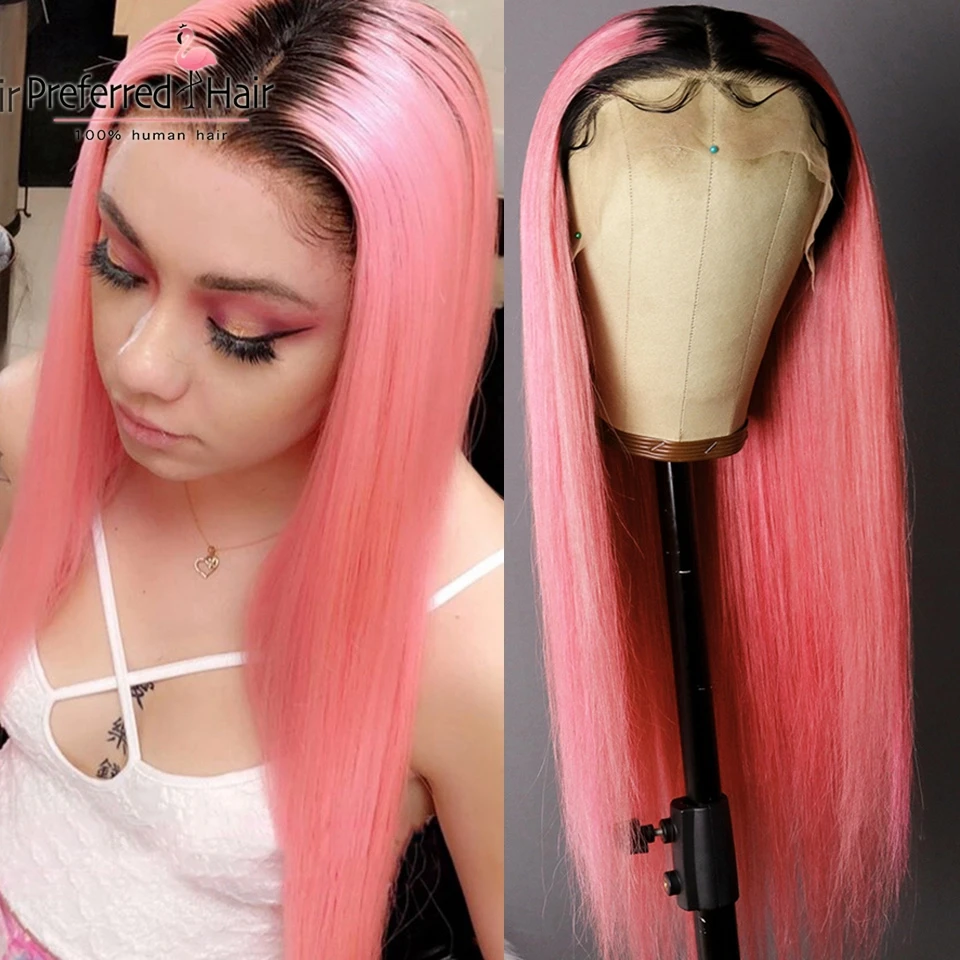 Предпочтительный фиолетовый розовый парик из человеческих волос предварительно