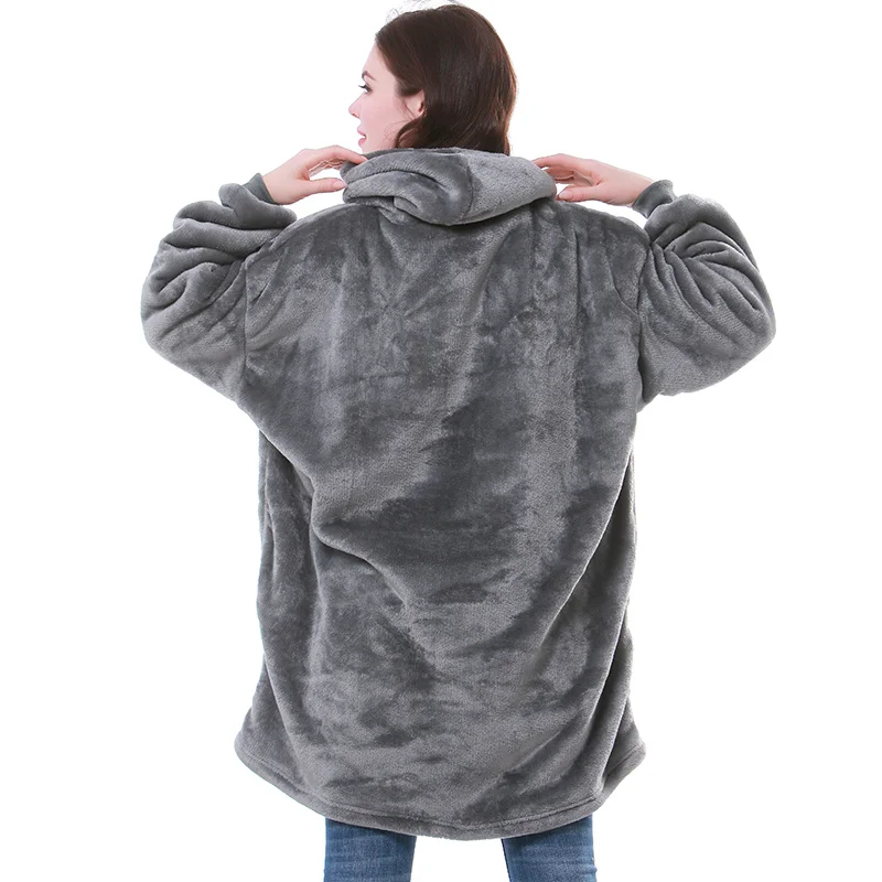 Женская толстовка с капюшоном одеяло свитшот Коралловое Флисовое теплое зимнее