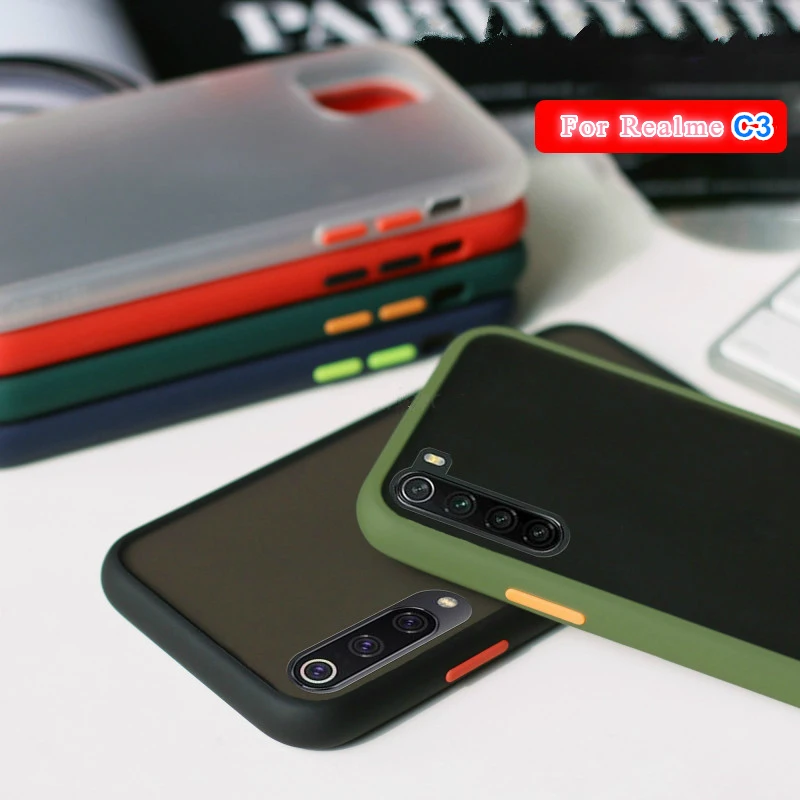 Для Realme C3 чехол прозрачный мягкий матовый твердый пластиковый на заднюю панель