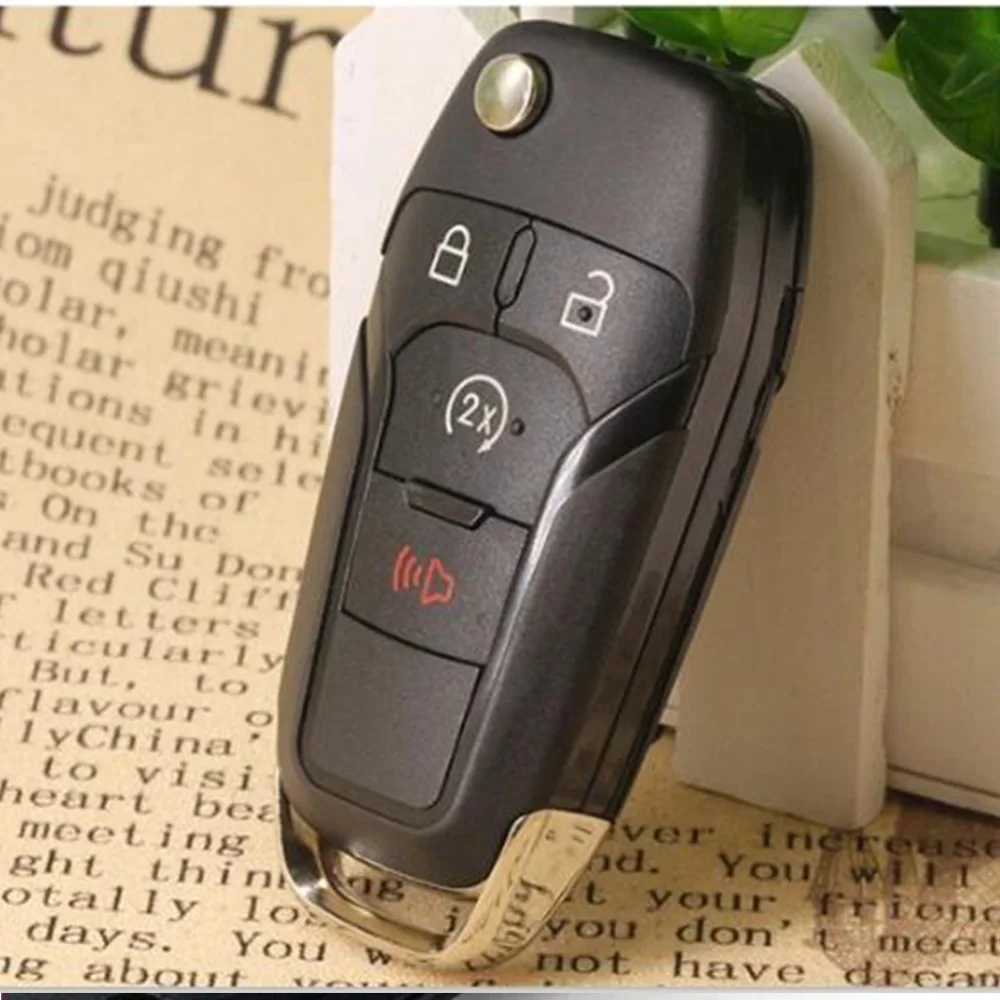 OkeyTech 3/4 кнопки флип дистанционного ключа Автозапуск Fob Hitag Pro для Ford Fusion 2013 2015 FCC