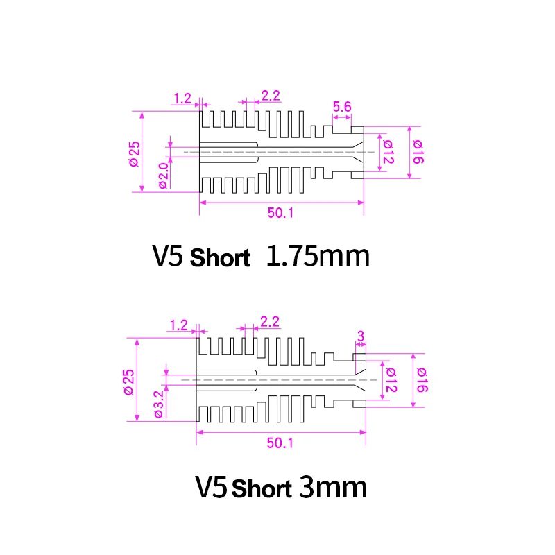 Экструдер KINGROON E3D V5 V6 радиатор с дистанционным управлением короткая труба 1 75 мм 3