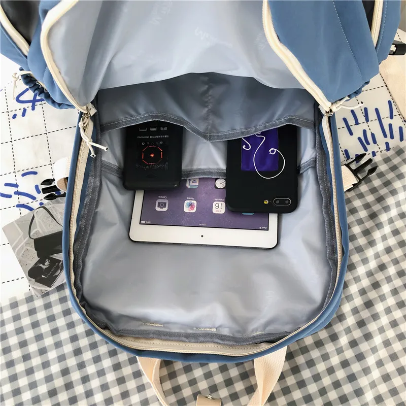 

DIFA Portable Buckle Multiple Pockets Women Backpack Female Double Layer Waterproof Nylon School Bag Schoolgirl Laptop Backpack