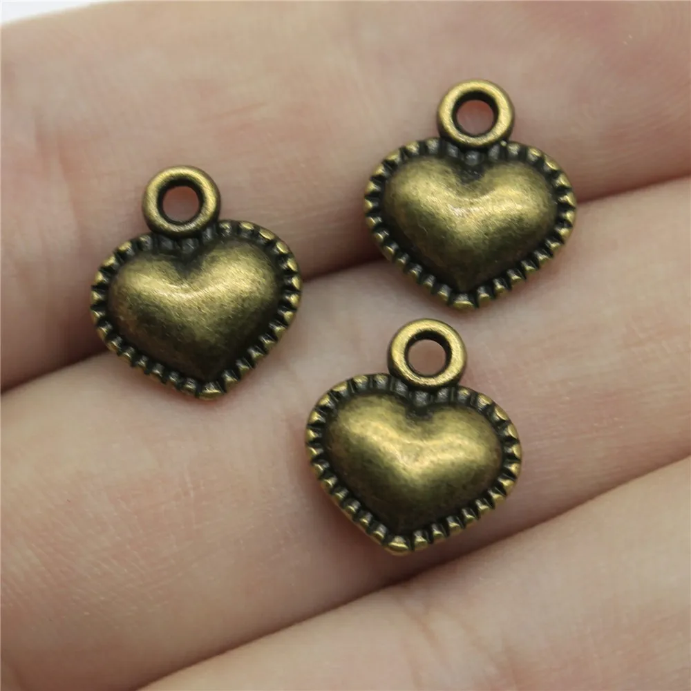 

10pcs 13x11mm Antique Bronze 3D Heart Charms 3D Heart Charms For Jewelry Making 3D Small Heart Charms