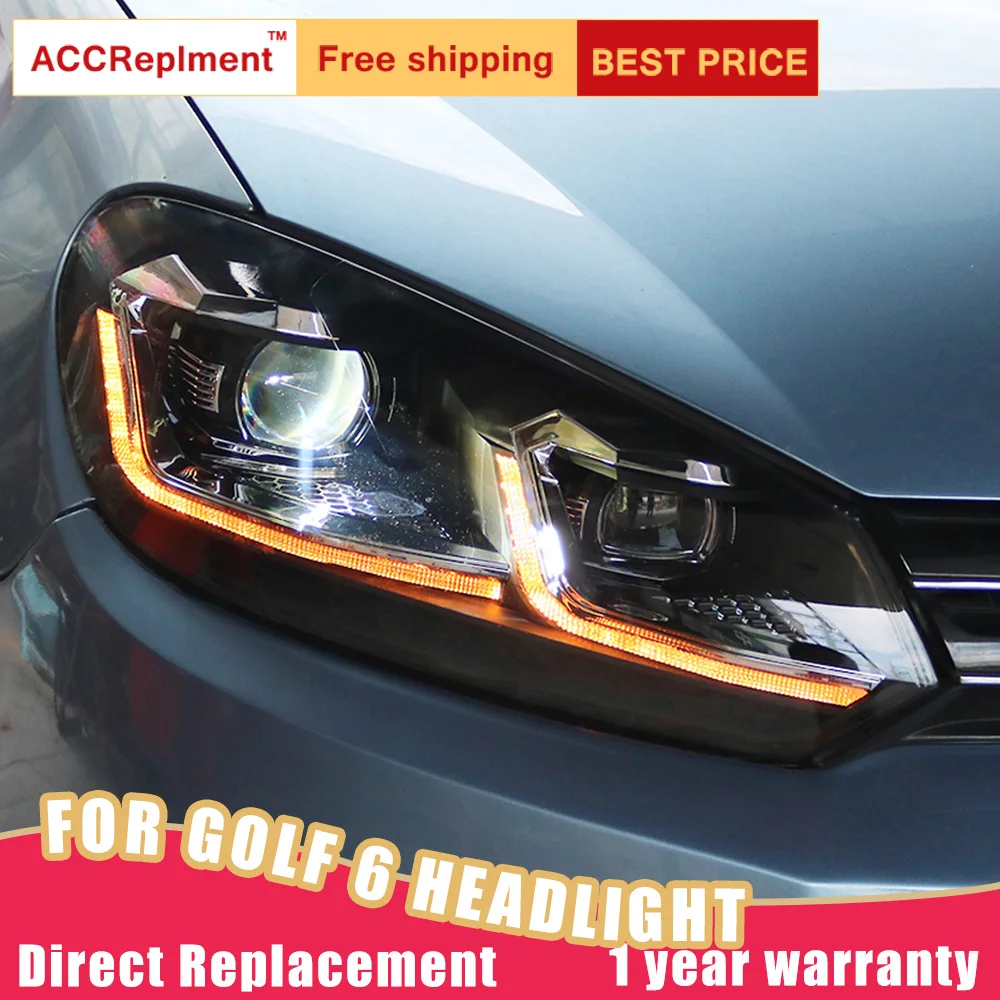 2 шт. светодиодный фары для VW Golf 6 2010-2013 Светодиодный Автомобильные фары ангельские глазки комплект ксеноновых фар, Высокопрочная конструкция протовотуманная подсветка Габаритные огни
