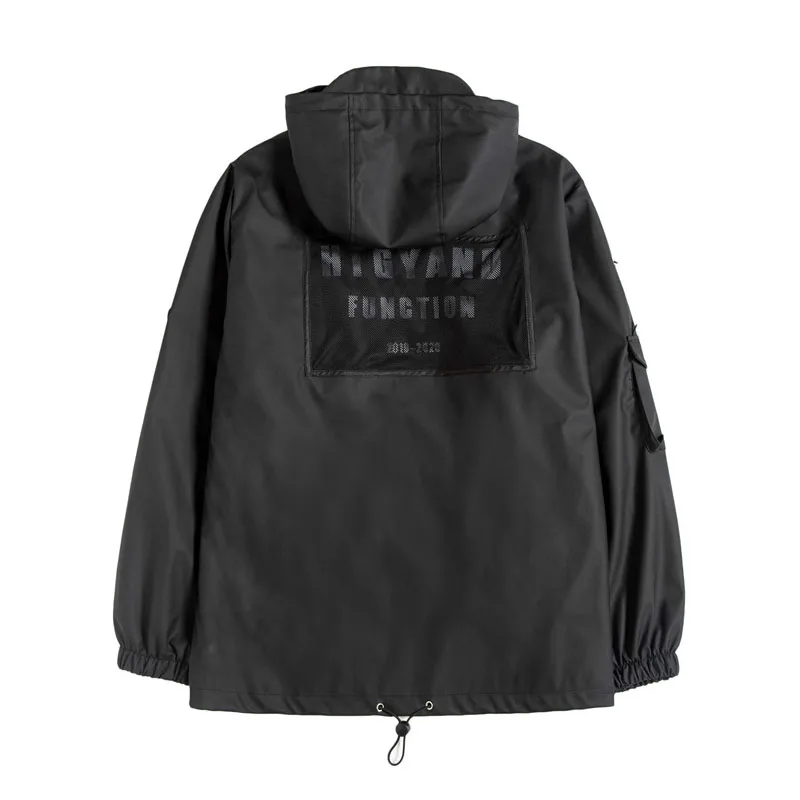 

Hooded Letter Print Techwear Hip Hop Casual Jackets Coats Men's Autumn Winter Men Clothing Streetwear Japanese Tooling Outerwear