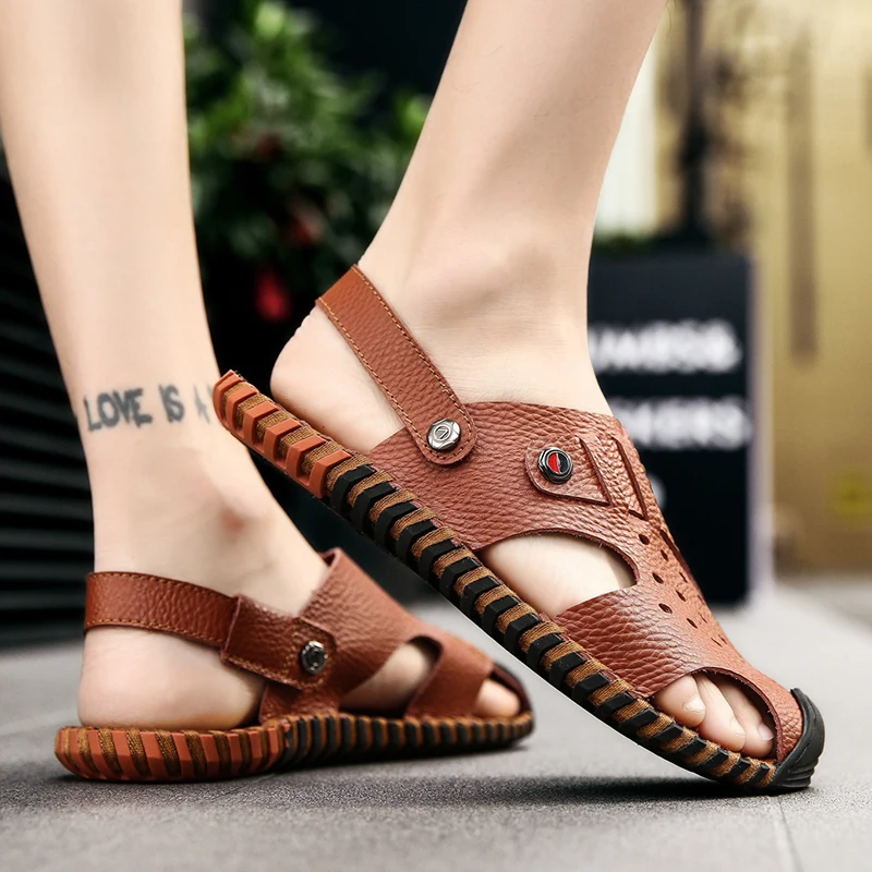 

Sandalen Heren Sandalia Rasteira Sandale Homme Cuir V Ritable Sandalias De Cuero Para Hombre Ete Sandals Men Summer Slide