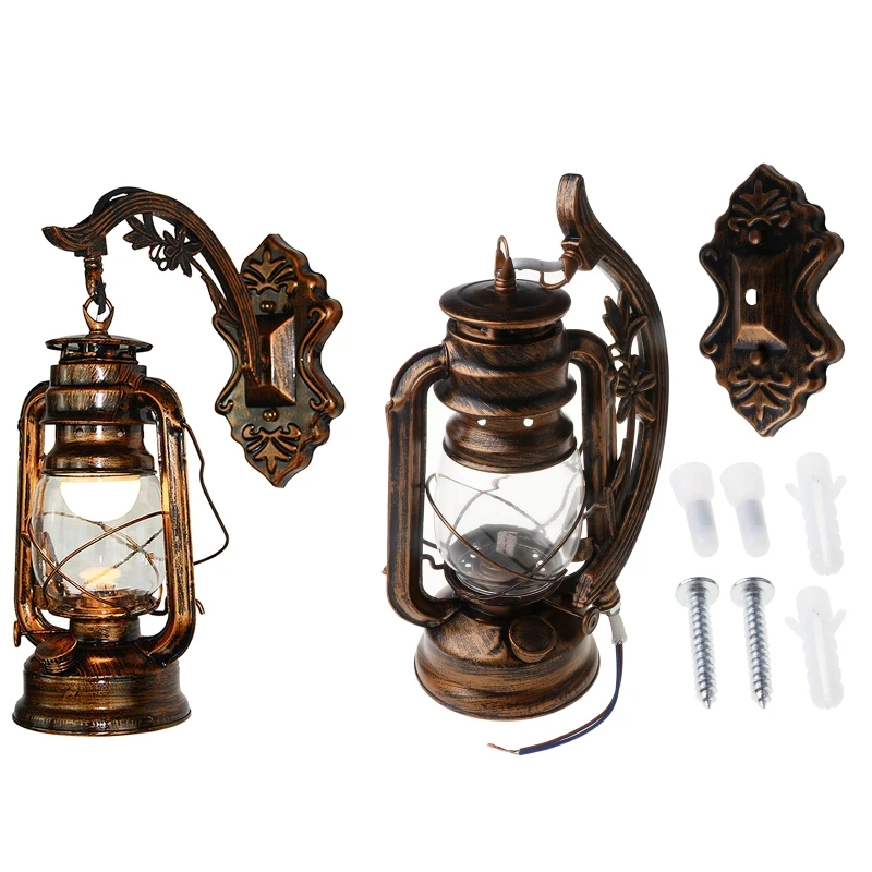 

2023 New Vintage LED Wall Lamp Retro Kerosene Wall Light European Antique Style Luminaire