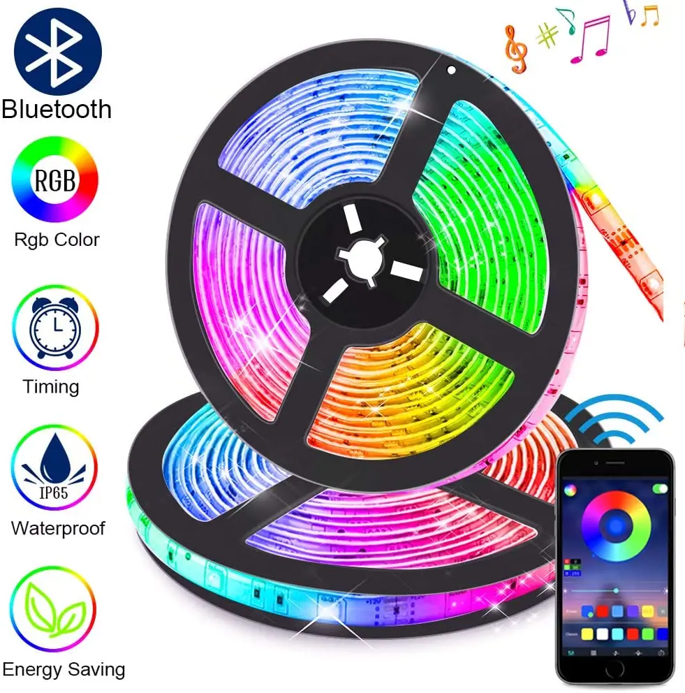 

Easeking Bluetooth 5 м RGB SMD5050 светодиодная полоса освещения s музыка синхронизация гибкая лента RGB Светодиодная лента 10 м Диодная Bluetooth контроллер
