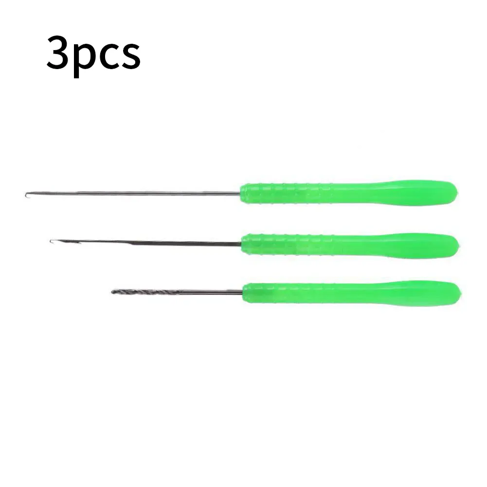 

3Pcs Fishing Rigs Needle Kit Bait Fish Pellet Needle Set Hook Drill Holder Stringer Baiting Rig Tool Carp Fishing Terminals