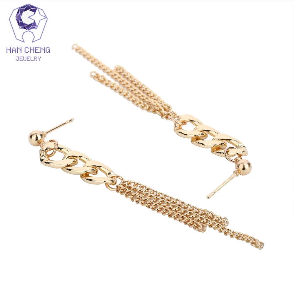 HanCheng New Fashion Charm Chain Tassel Golden Plated Dangle Hanging Long Drop Earrings For Women Jewelry Brincos Bijoux | Украшения и