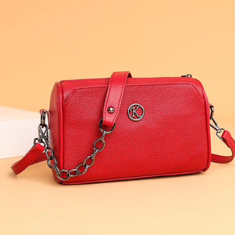 

Сумка-мессенджер женская из натуральной кожи, модный саквояж на плечо с цепочкой, дизайнерский роскошный брендовый чемоданчик из воловьей ...