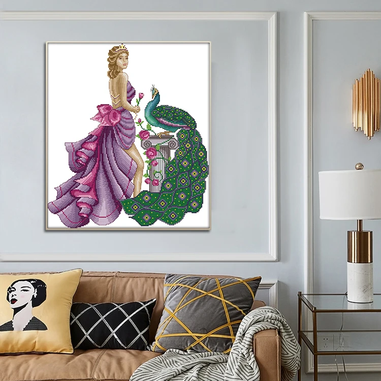 Joy Sunday Cross Stitch Model and Peacock Patterns DMC 11CT 14CT Kits Embroidery Needlework DIY Decor Handmade Sets | Дом и сад