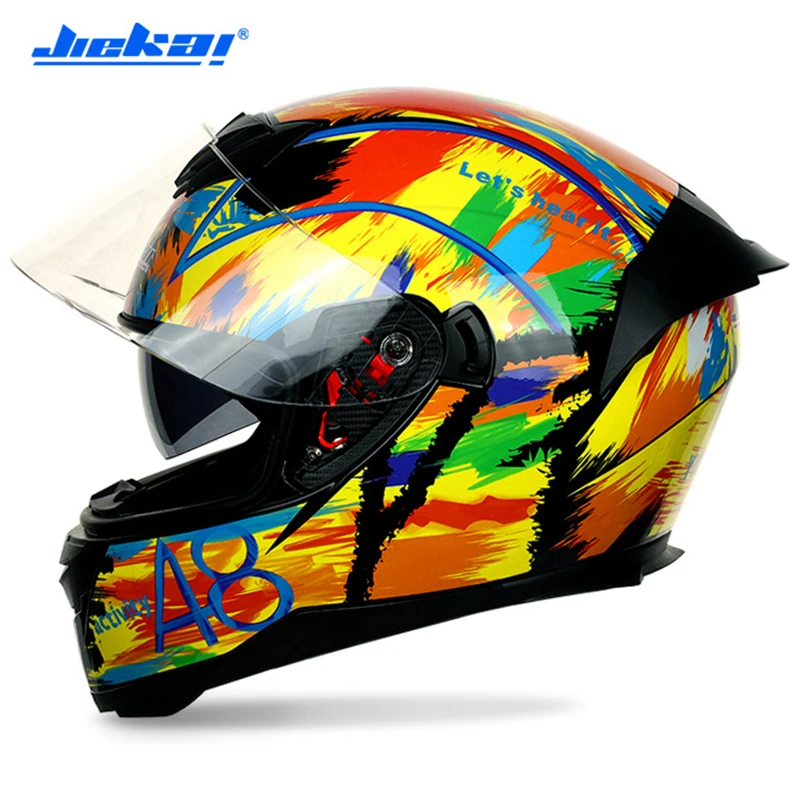 Full Face Motorcycle Helmet Dual Visor Tail Wing Racing Washable Lining Moto Safety Helm Casco Casque DOT Approved | Автомобили и