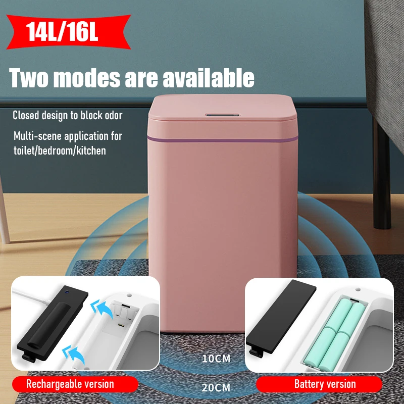 

NEW 14/16L Smart Trash Can Automatic Sensor Dustbin Smart Sensor Electric Waste Bin Home Rubbish Can for Kitchen Bathroom