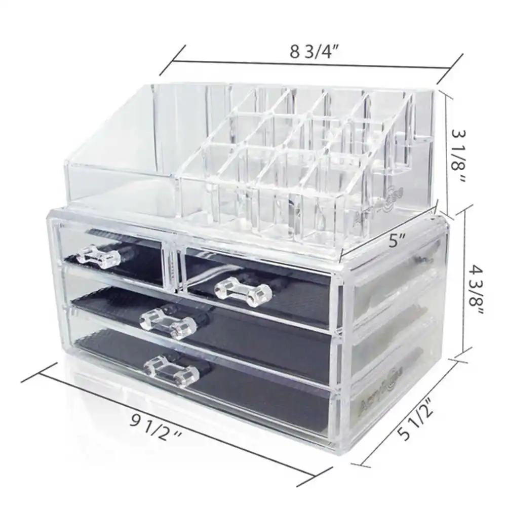 

Desktop Makeup Organizer Jewelry Cosmetic Drawer Storage Box Transparent Holder