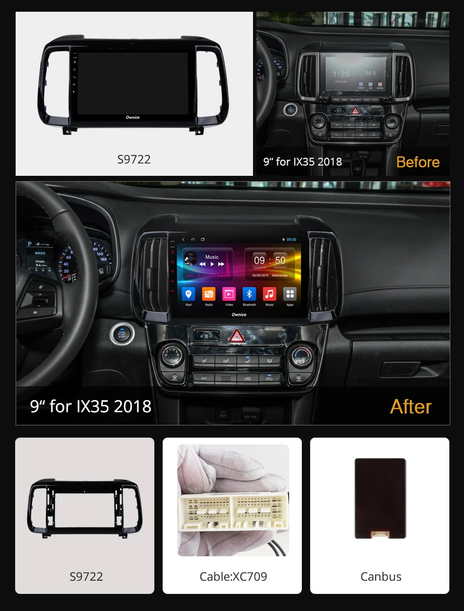 Ownice K3 K5 K6 9 &quot4G LTE DSP Android 0 Восьмиядерный автомобильный Радио GPS Navi для Hyundai IX35 2018 dvd