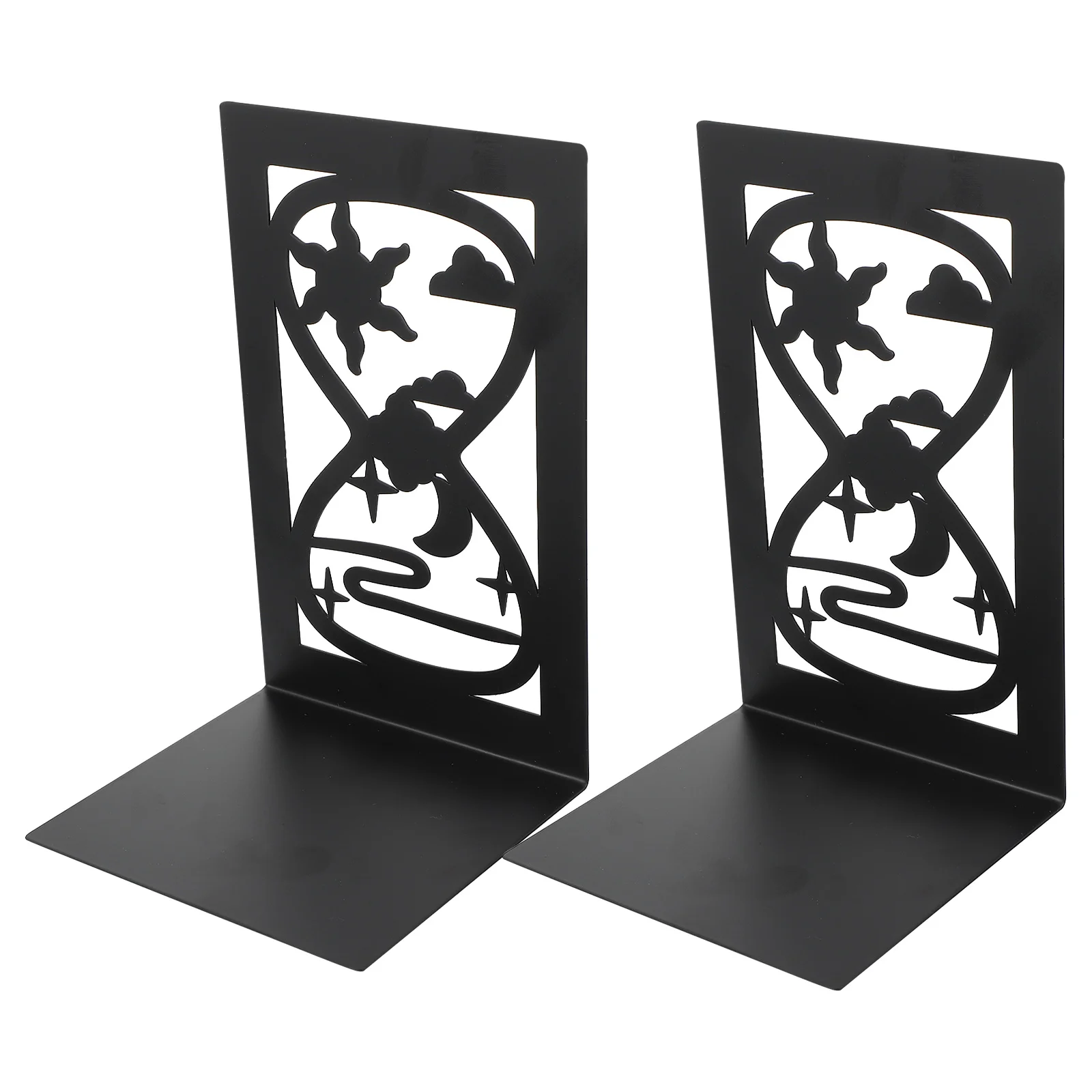 

2Pcs Portable Bookends Iron Bookshelves Fitting Iron Book Stoppers (Black)